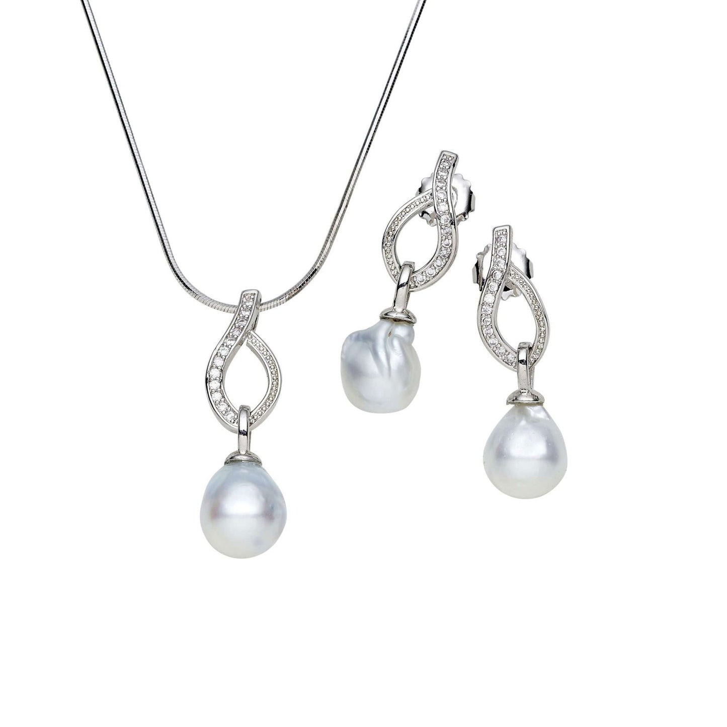 South Sea White Baroque Pearl Ponds Set 11-12 mm AA - Shopgalaxy.ch