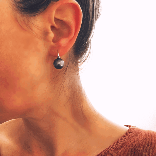 Tahitian South Sea Black Pearls Arue Earrings 11-12 mm AA - Shopgalaxy.ch