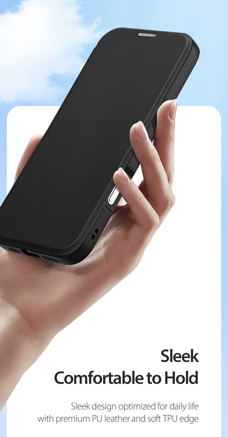 iPhone 16 Pro Magnetische Flip Lederhülle