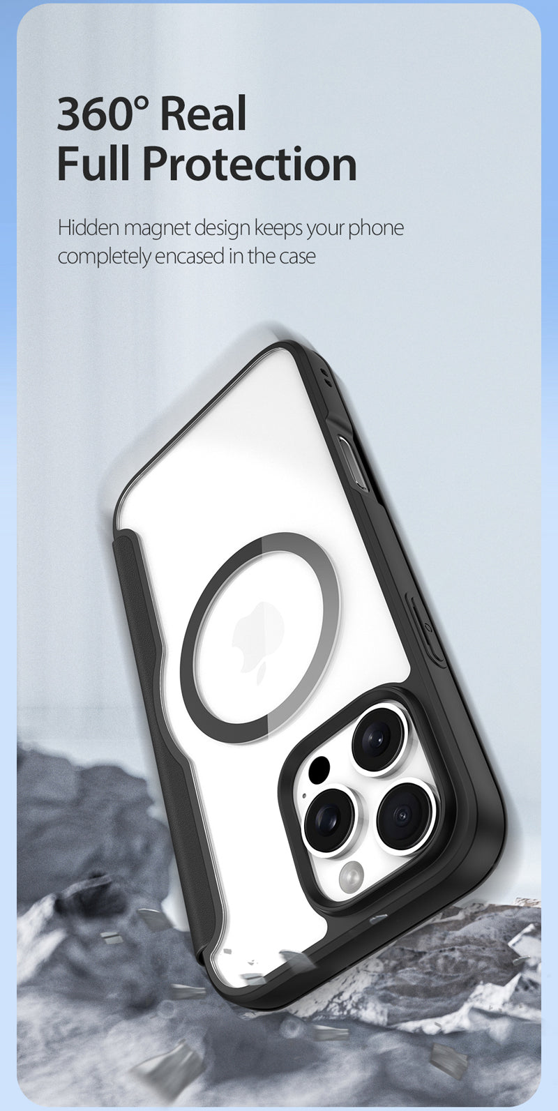 iPhone 16 Pro Magnetische Flip Lederhülle