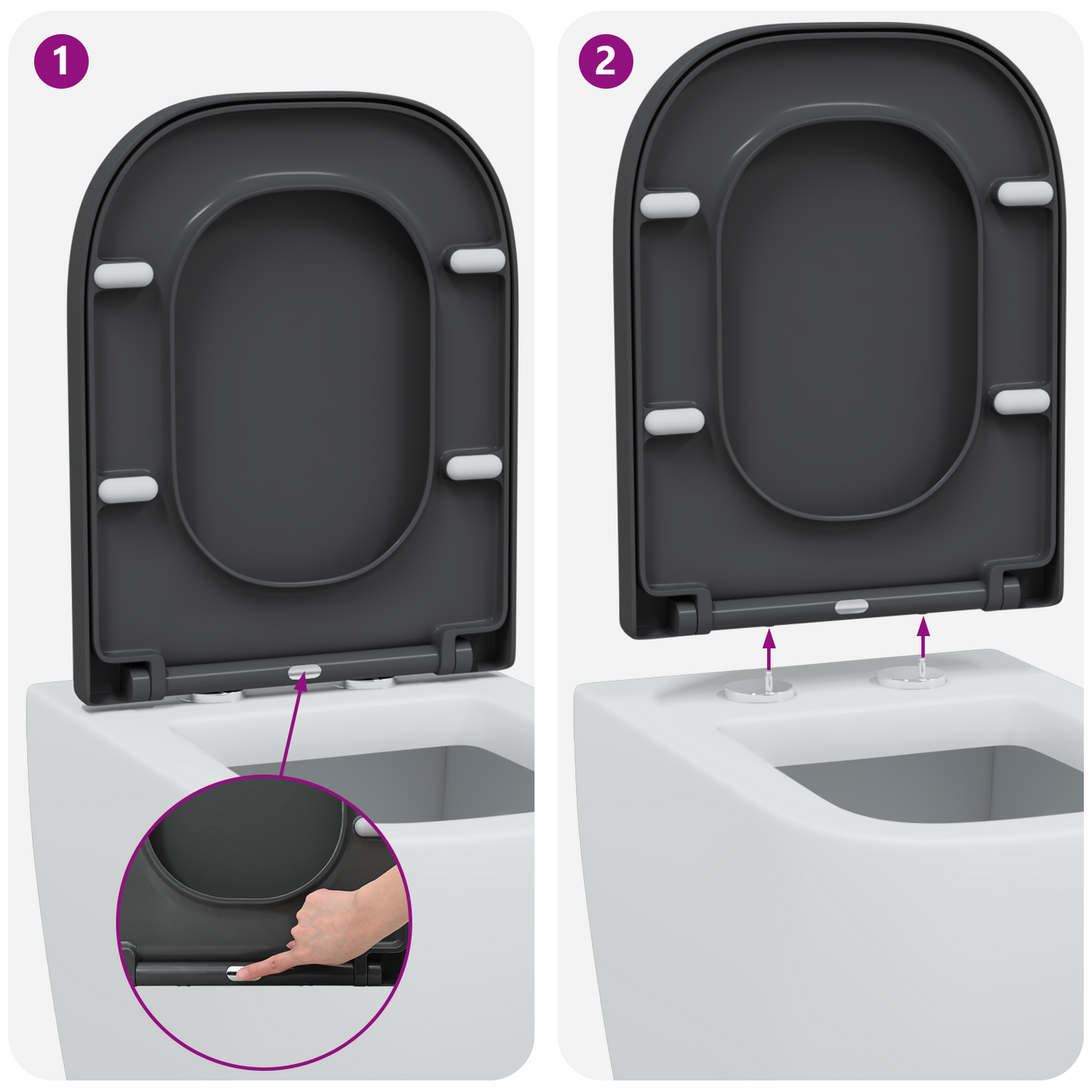 Toilettensitz mit Schnellverschluss und sanftem Schließen Duroplast Anthrazit
