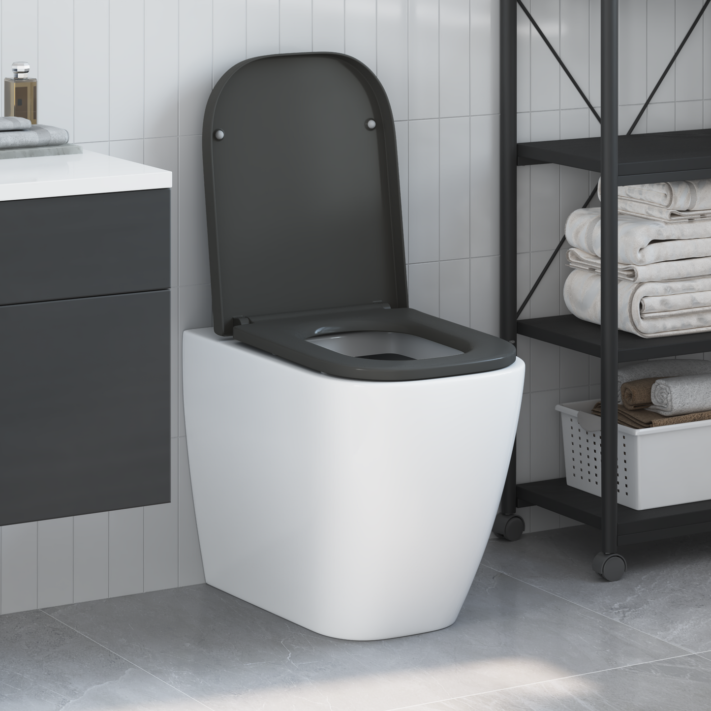 Toilettensitz mit Schnellverschluss und sanftem Schließen Duroplast Anthrazit