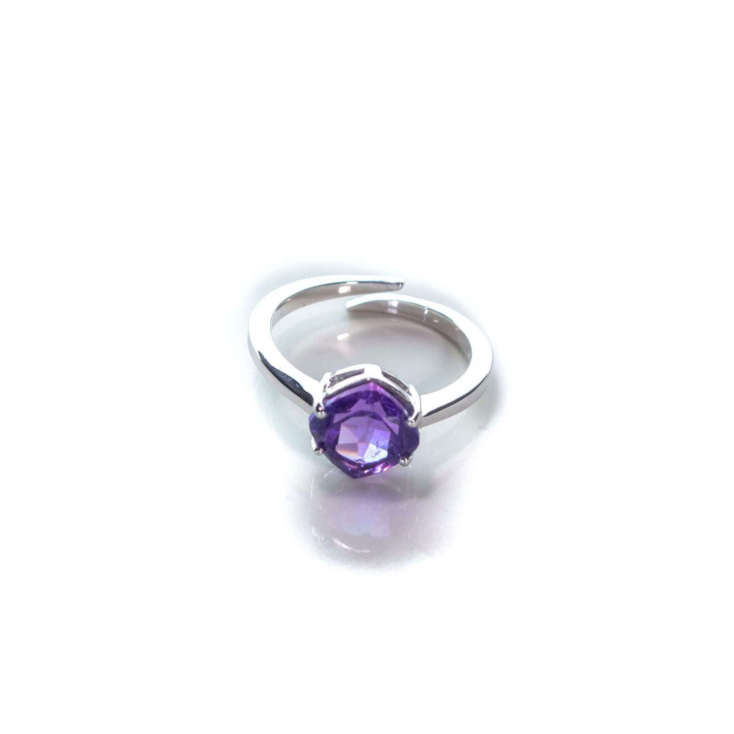 2.5 CT Natural Amethyst Cushion Cut Adjustable Solitaire Ring in Silver 925 - Shopgalaxy