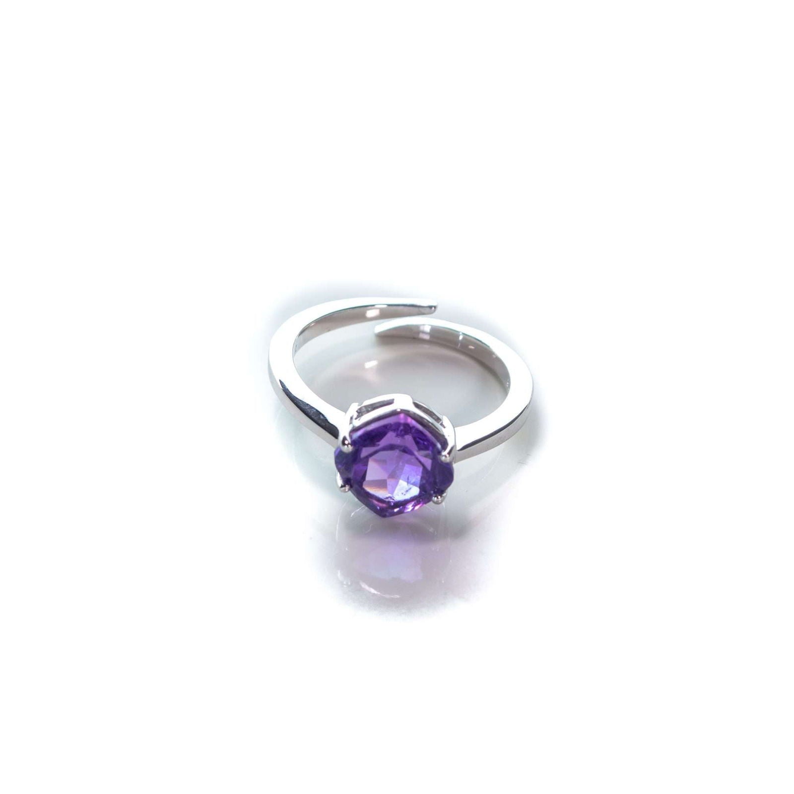 2.5 CT Natural Amethyst Cushion Cut Adjustable Solitaire Ring in Silver 925 - Shopgalaxy