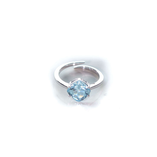 2.5 CT Natural Blue Topaz Cushion Cut Adjustable Solitaire Ring in Silver 925 - Shopgalaxy