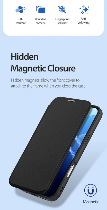 iPhone 16 Pro Magnetische Flip Lederhülle