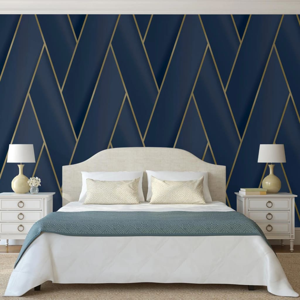 Tapete Geometric Blau und Golden