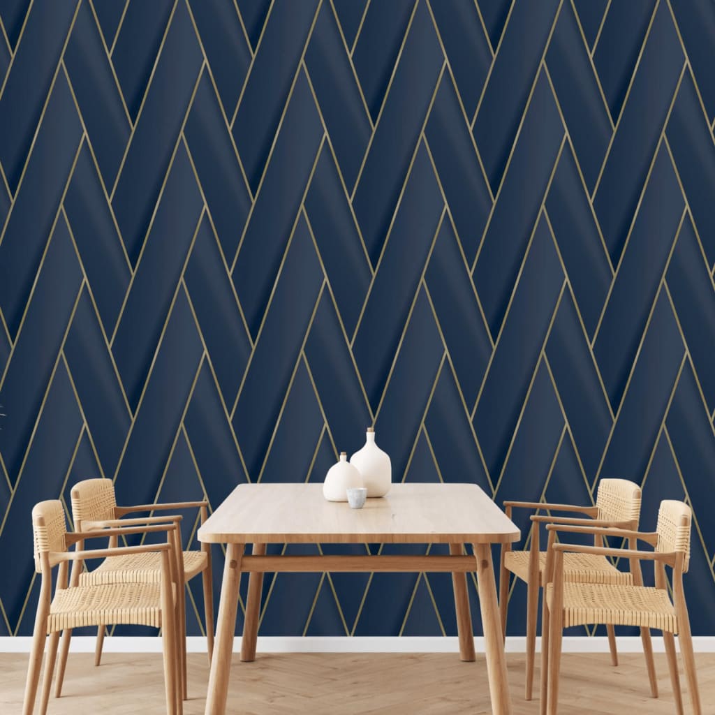 Tapete Geometric Blau und Golden
