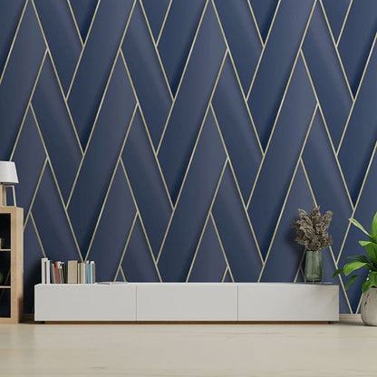Tapete Geometric Blau und Golden