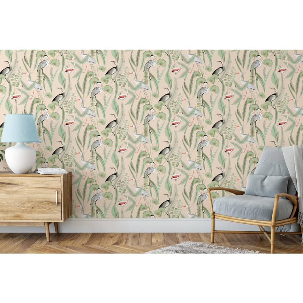Tapete Flamingo Creme und Mintgrün