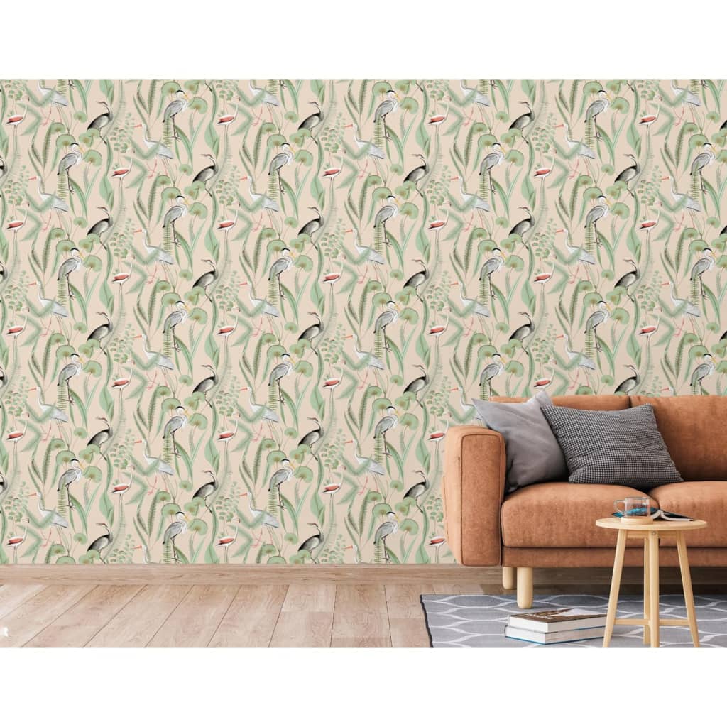 Tapete Flamingo Creme und Mintgrün
