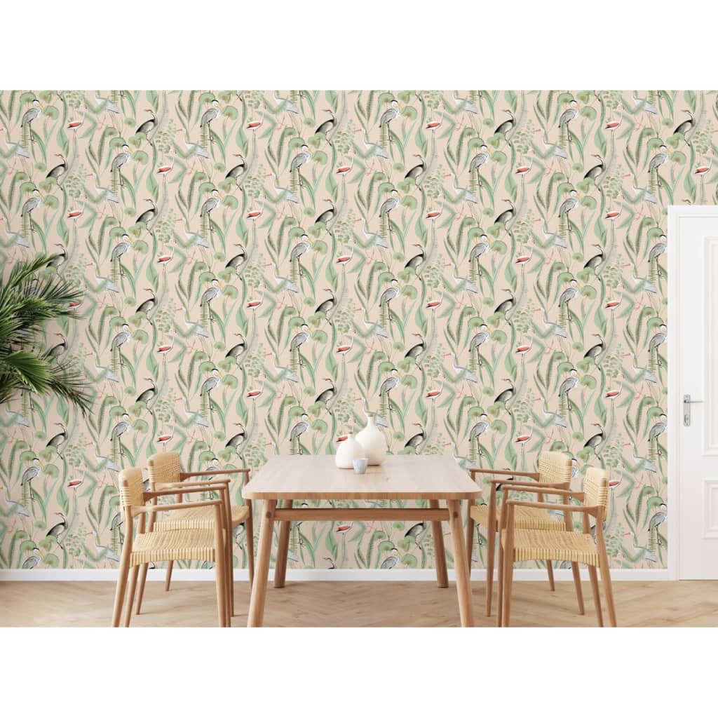 Tapete Flamingo Creme und Mintgrün