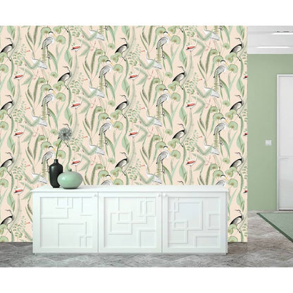 Tapete Flamingo Creme und Mintgrün