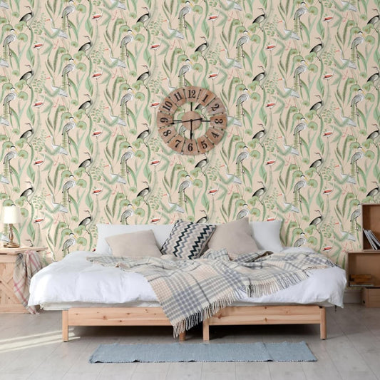 Tapete Flamingo Creme und Mintgrün
