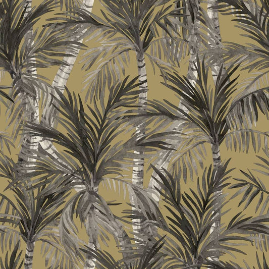 Tapete Palm Trees Golden und Schwarz