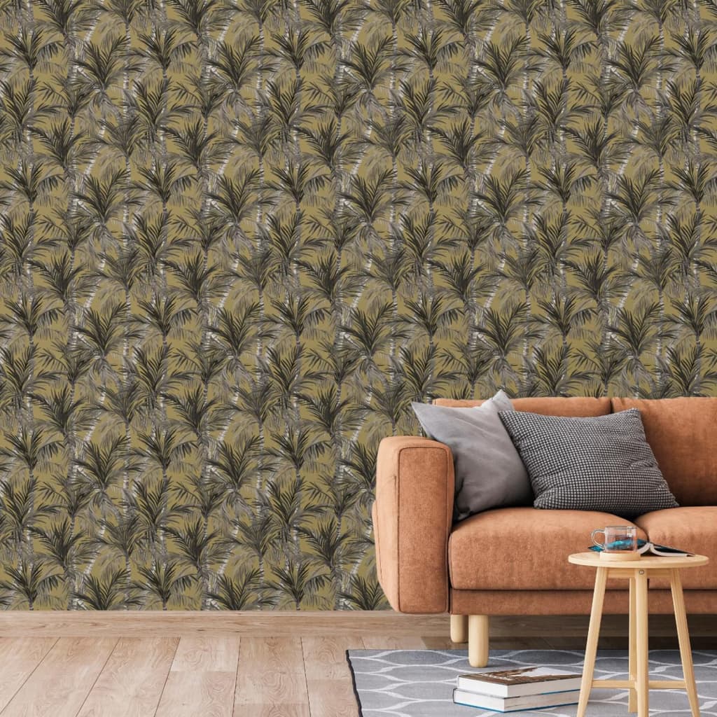 Tapete Palm Trees Golden und Schwarz