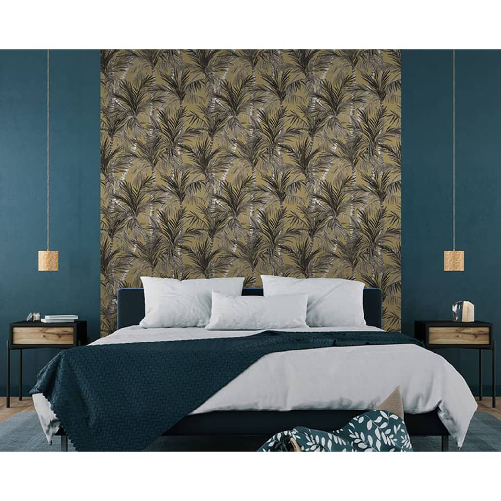 Tapete Palm Trees Golden und Schwarz