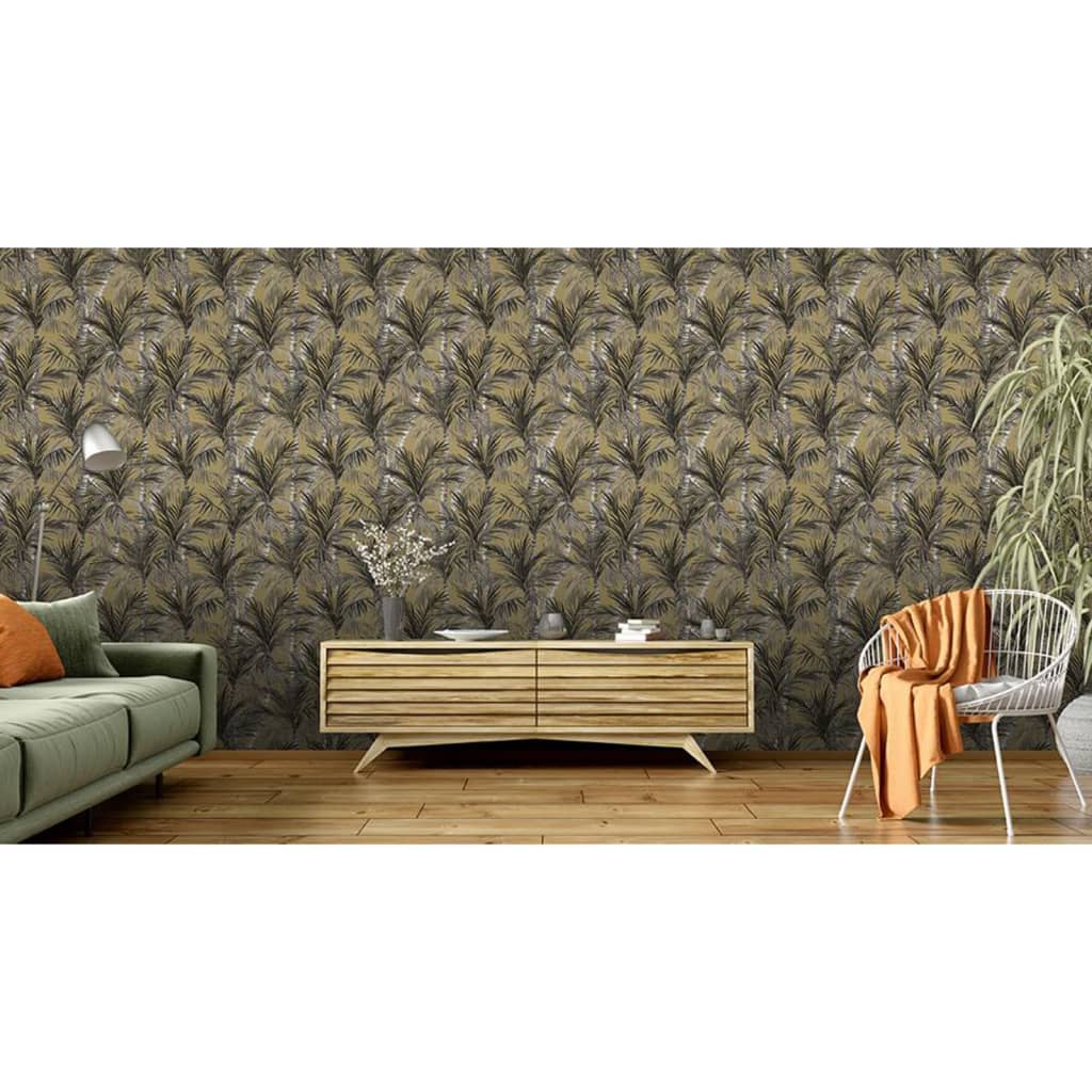 Tapete Palm Trees Golden und Schwarz