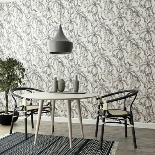 Topchic Tapete Monkey Jungle Leaves Grau und Schwarz