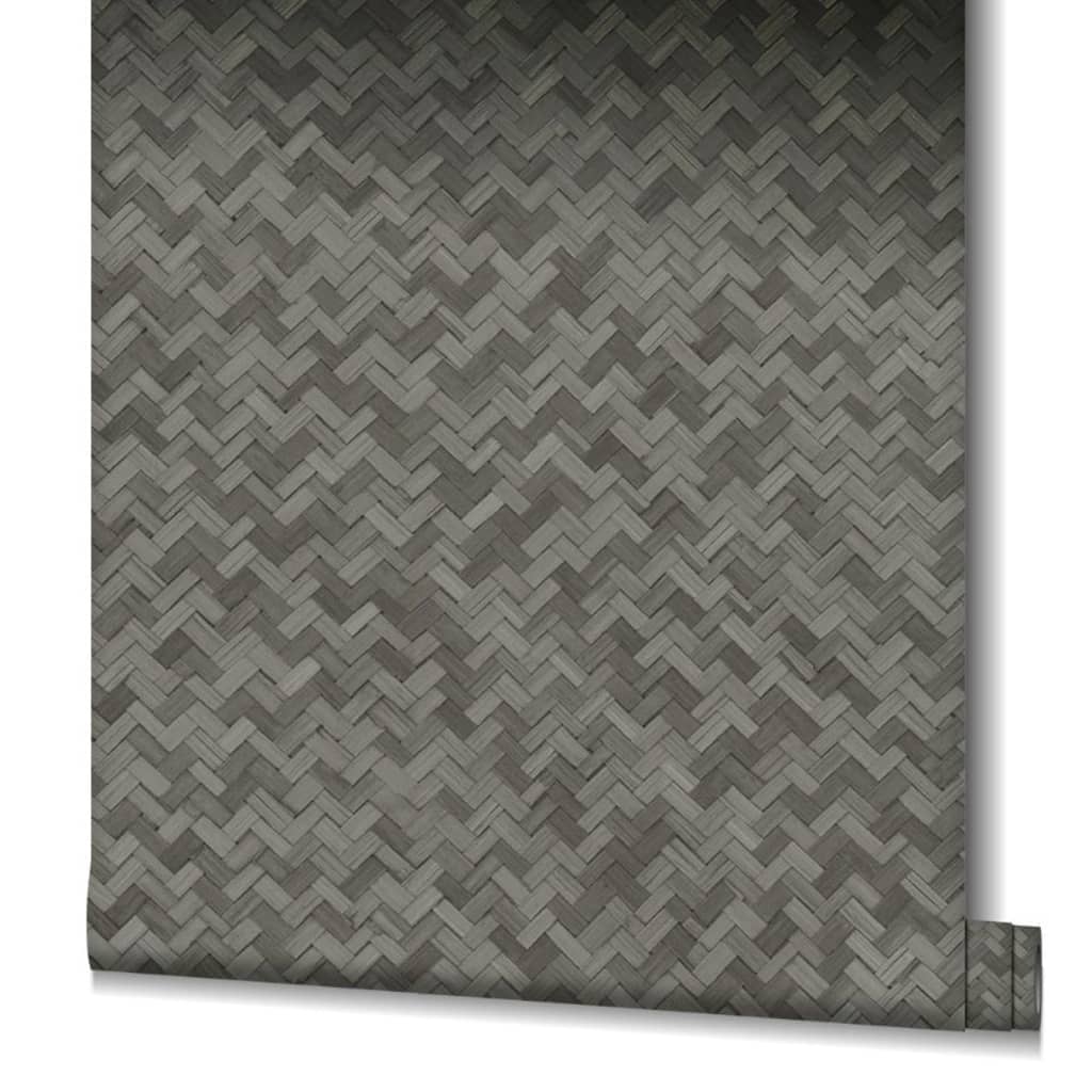 Tapete Botanica Rattan Wickerwork Schwarz und Grau