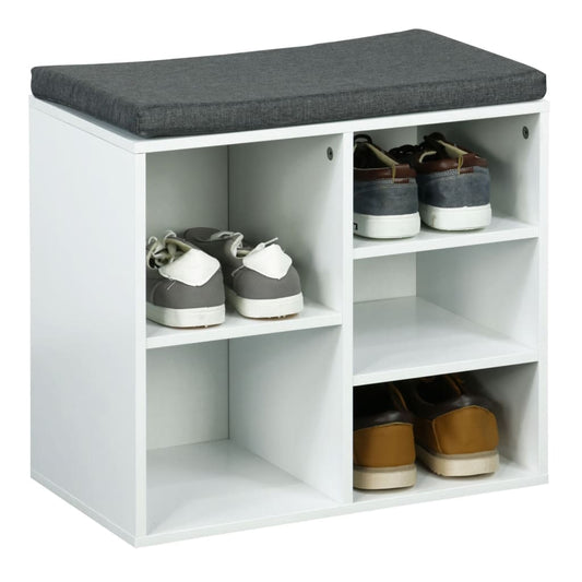 Schuhregal mit Kissen 51,5x29x48 cm Weiß