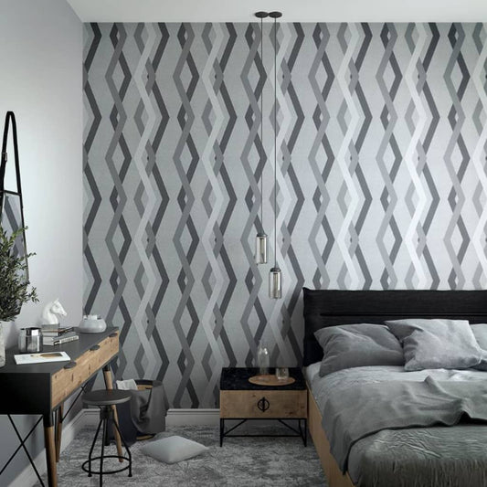 Tapete Topchic Graphic Lines Diamonds Grau und Schwarz