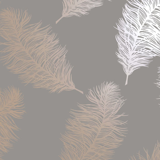 Tapete Fawning Feather Grau und Rotgolden