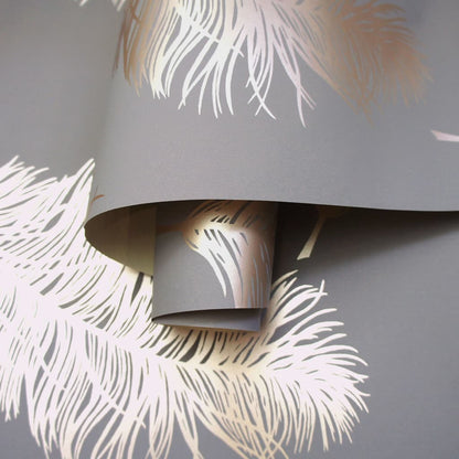 Tapete Fawning Feather Grau und Rotgolden