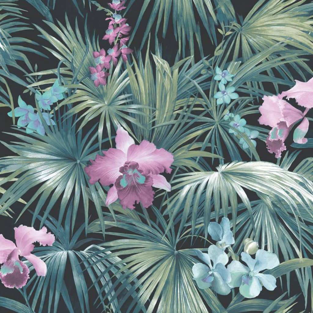 Tapete Tropical Flowers Grün