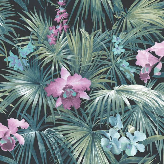 Tapete Tropical Flowers Grün