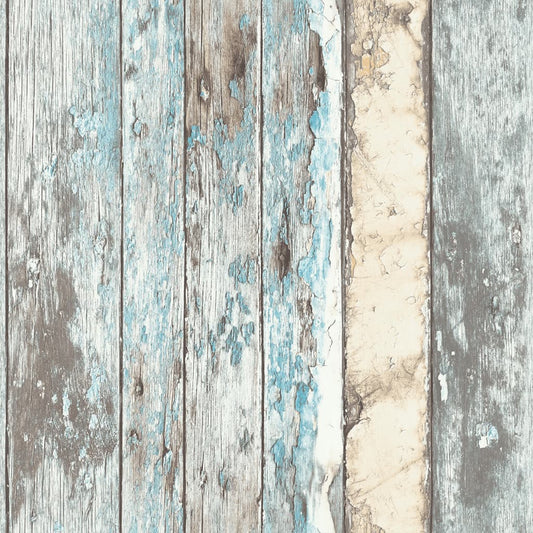 Tapete Holz-Optik Blau PE10012