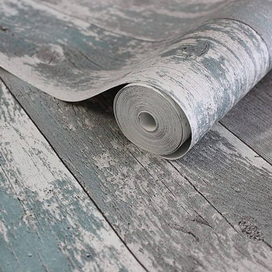 Tapete Topchic Wooden Planks Dunkelgrau und Blau