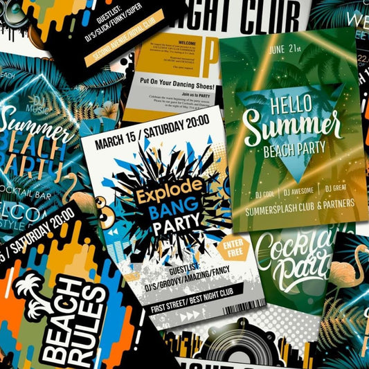Tapete Good Vibes Club Posters Grün und Orange