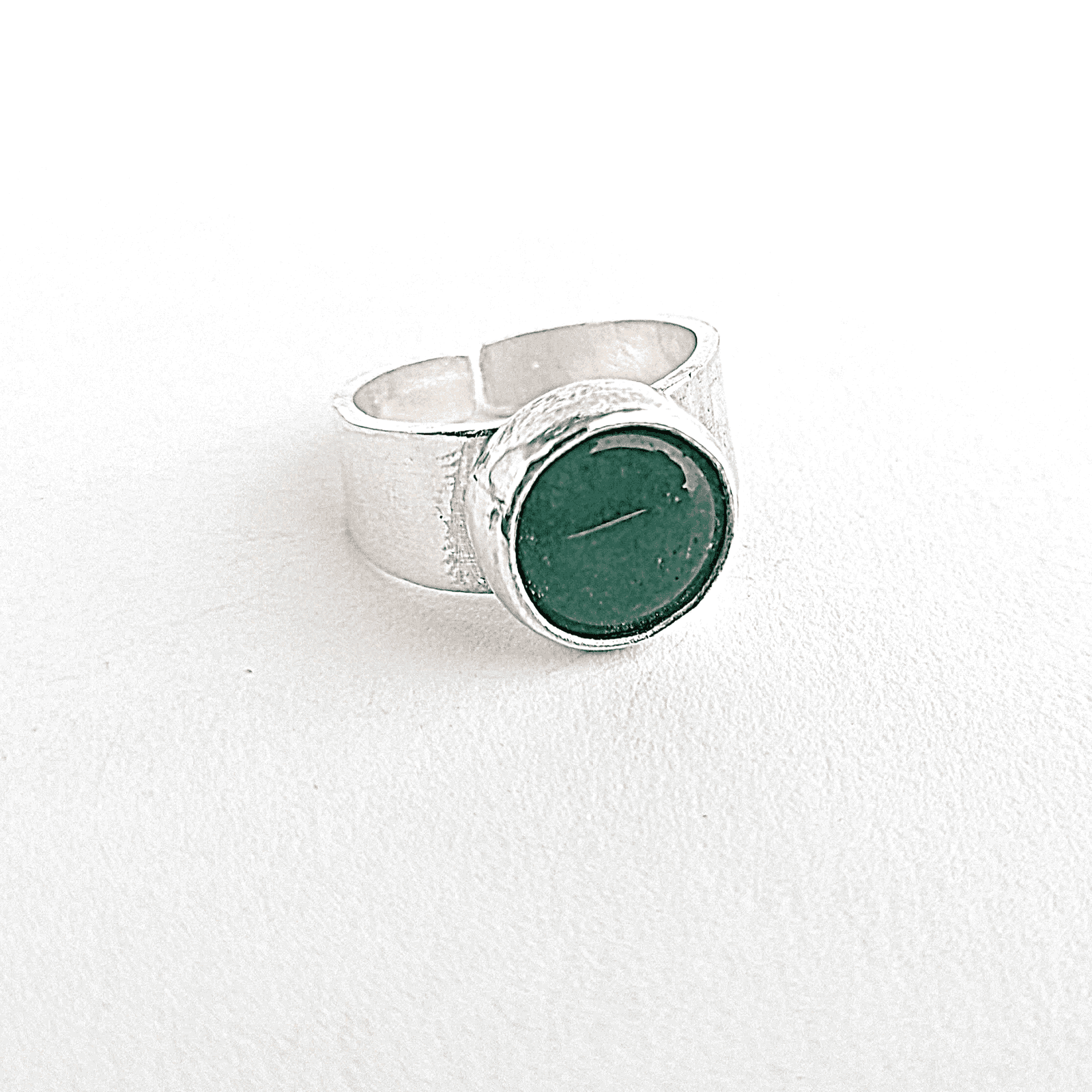 5 CT Round Emerald ring in Italian Silver size 7 adjustable - Shopgalaxy.ch