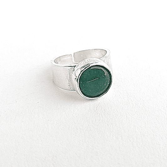 5 CT Round Emerald ring in Italian Silver size 7 adjustable - Shopgalaxy.ch
