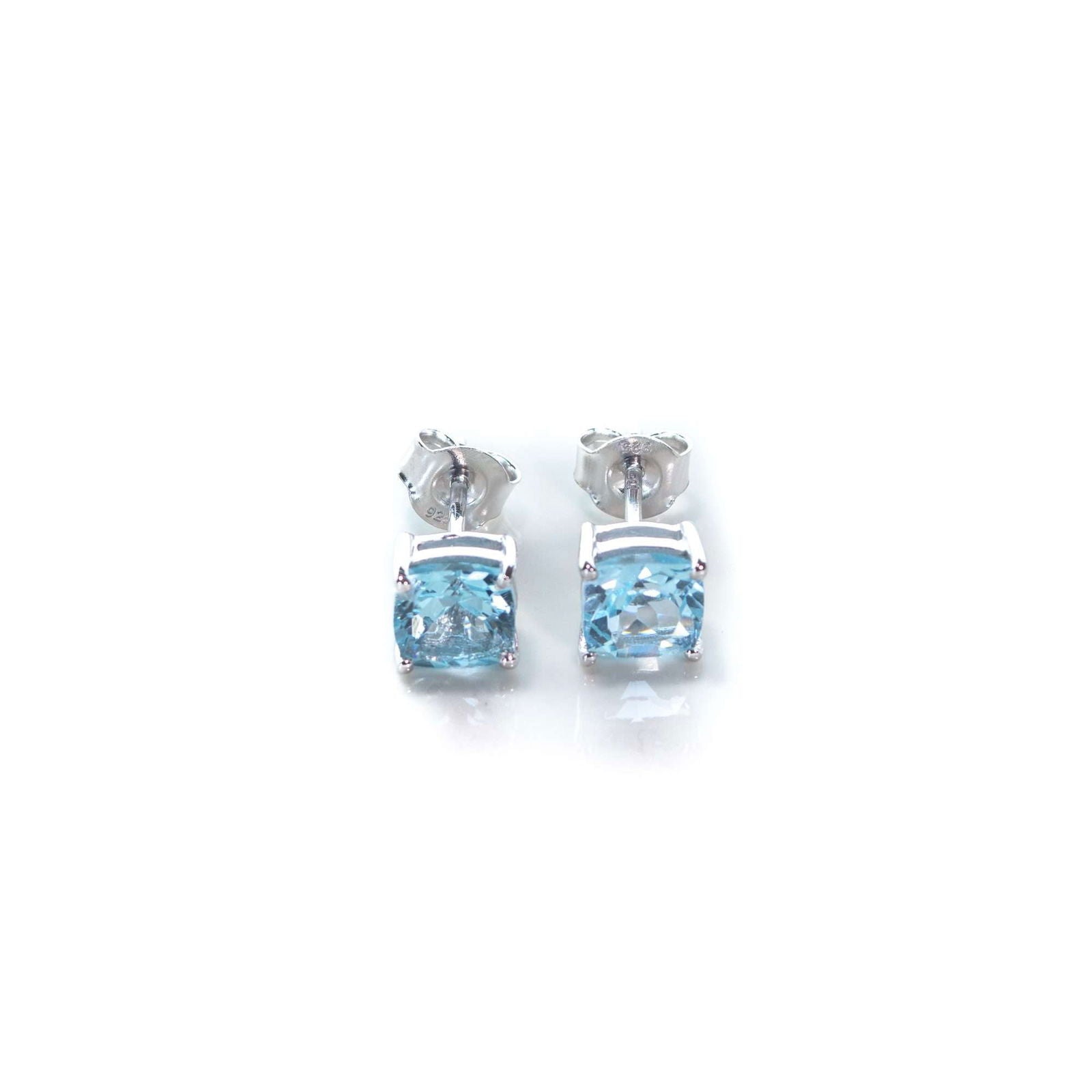 5 MM Natural Deep Blue Topaz 1.16 CT Round Cut Ratnapur Earrings in Silver 925 - Shopgalaxy