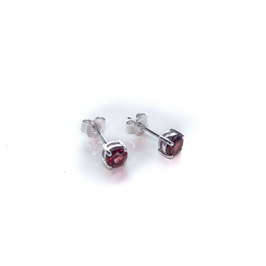 5 MM Natural Deep Red Garnet 1.16 CT Round Cut Ratnapur Earrings in Silver 925 - Shopgalaxy