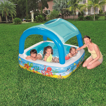 Spielbecken mit Vordach Blau 140 x 140 x 114 cm 52192