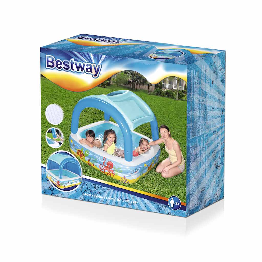 Spielbecken mit Vordach Blau 140 x 140 x 114 cm 52192