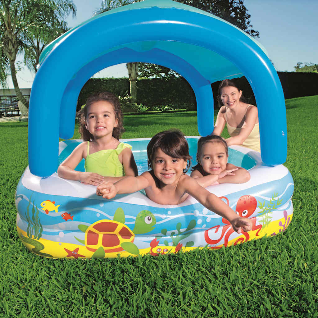 Spielbecken mit Vordach Blau 140 x 140 x 114 cm 52192