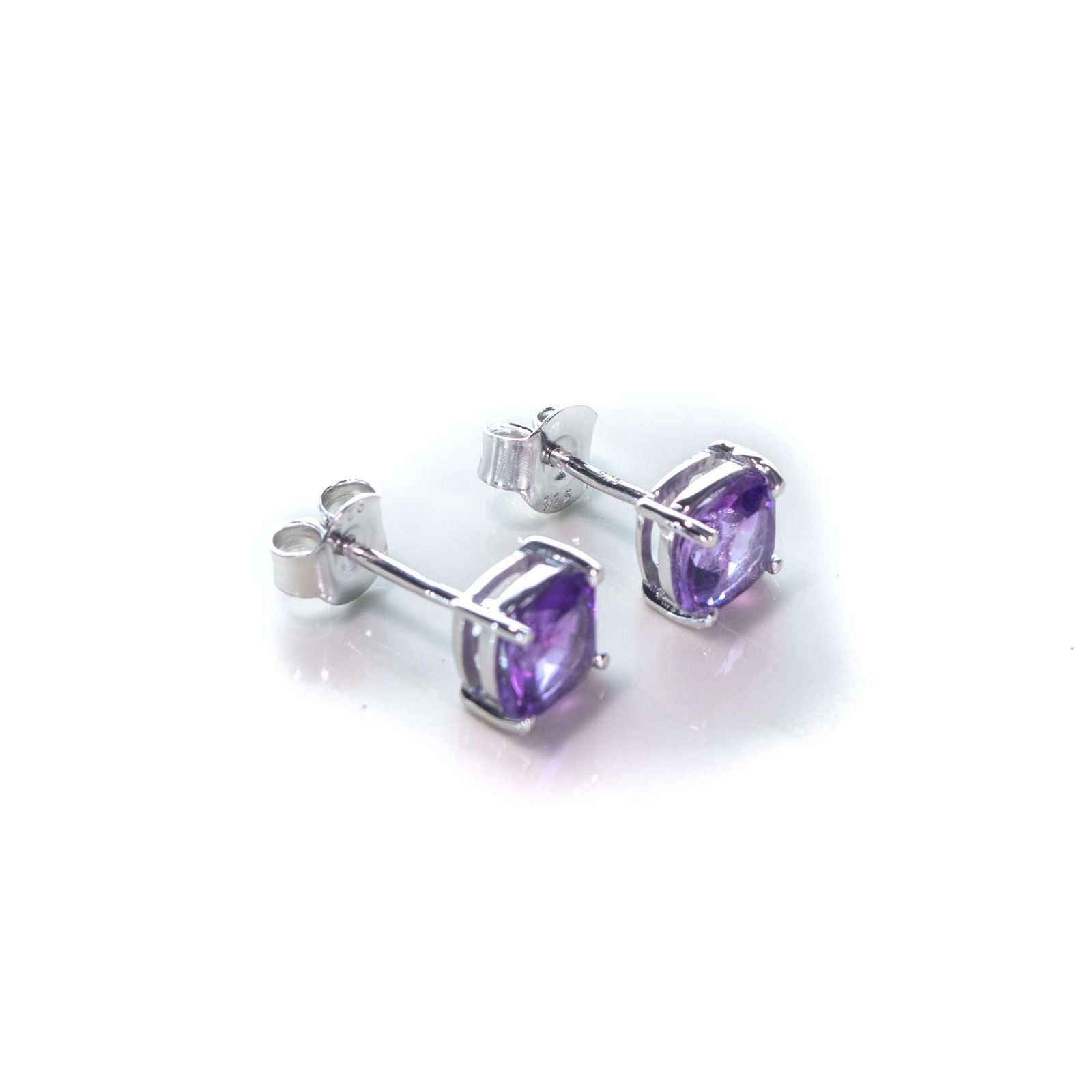 6 MM Natural Amethyst 2.25 CT Cushion Cut Panjshir Earring in Silver 925 - Shopgalaxy.ch
