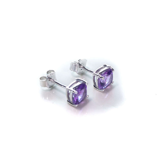 6 MM Natural Amethyst 2.25 CT Cushion Cut Panjshir Earring in Silver 925 - Shopgalaxy.ch