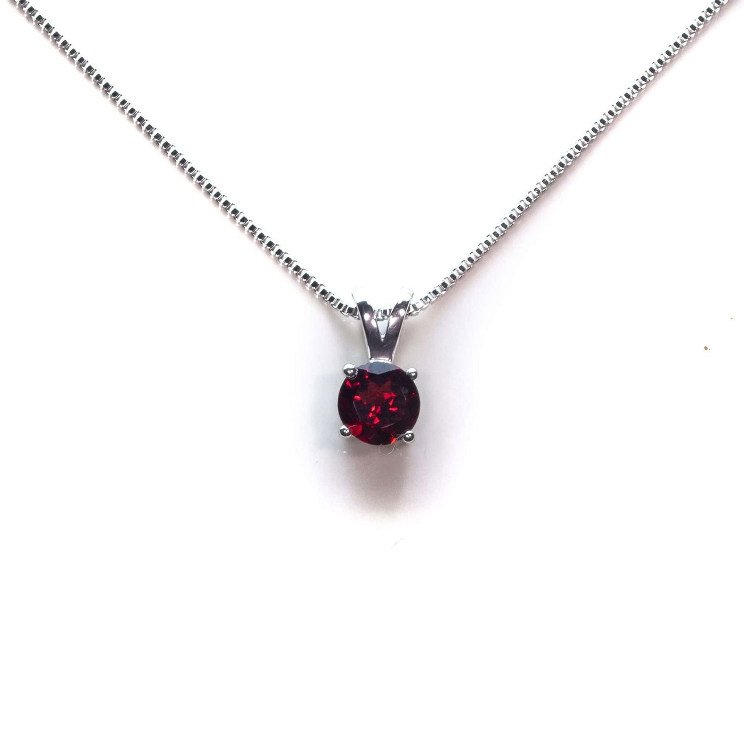 6 MM Natural Red Garnet 1 CT Round Cut North Creek Solitaire Necklace in Silver 925 - Shopgalaxy