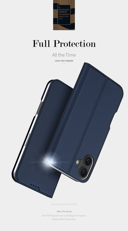 iPhone 16 Plus Schwarz Magnetic Flip Lederhülle