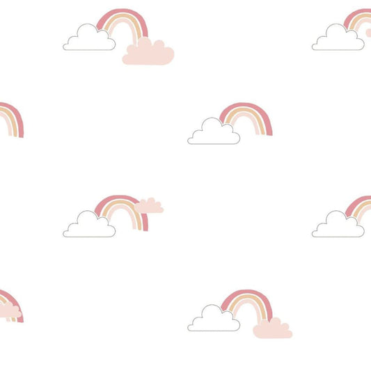 Tapete Mondo baby Rainbows Weiß und Rosa