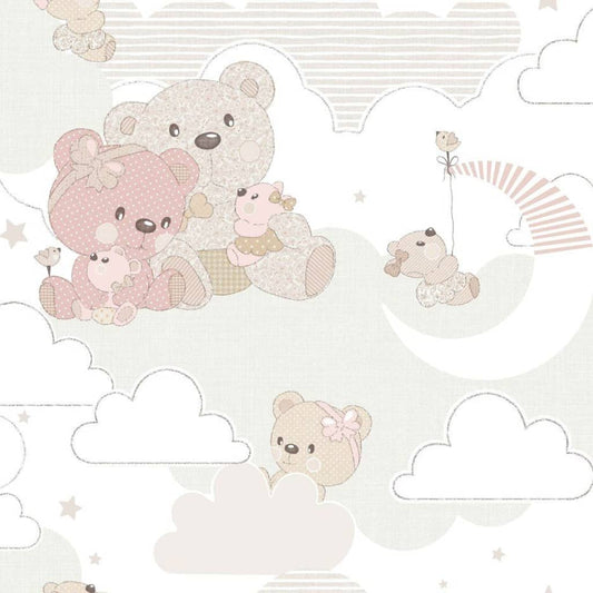 Tapete Mondo baby Hug Bears Rosa und Beige