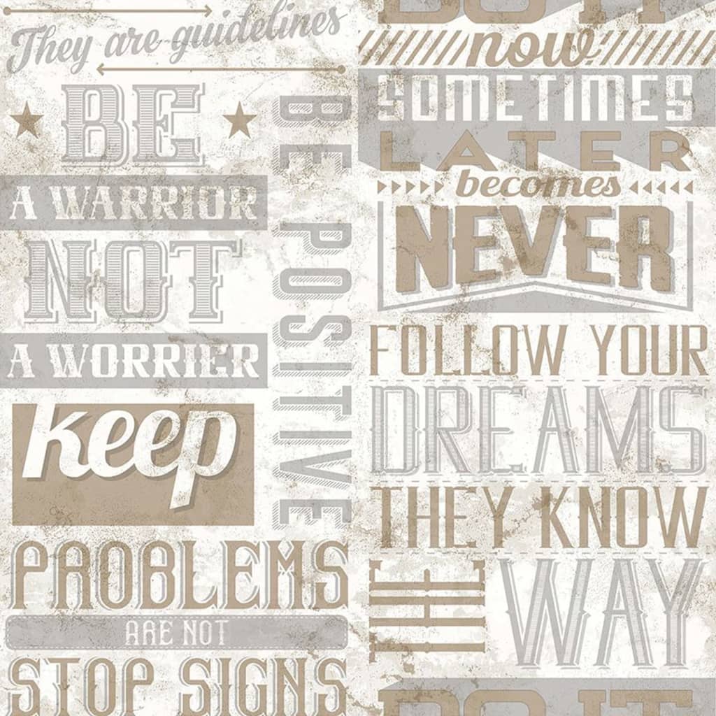 Tapete Friends & Coffee Words and Letters Metallic und Beige