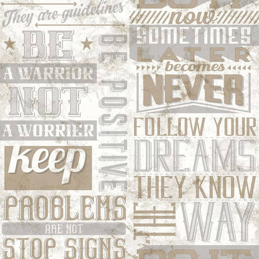 Tapete Friends & Coffee Words and Letters Metallic und Beige