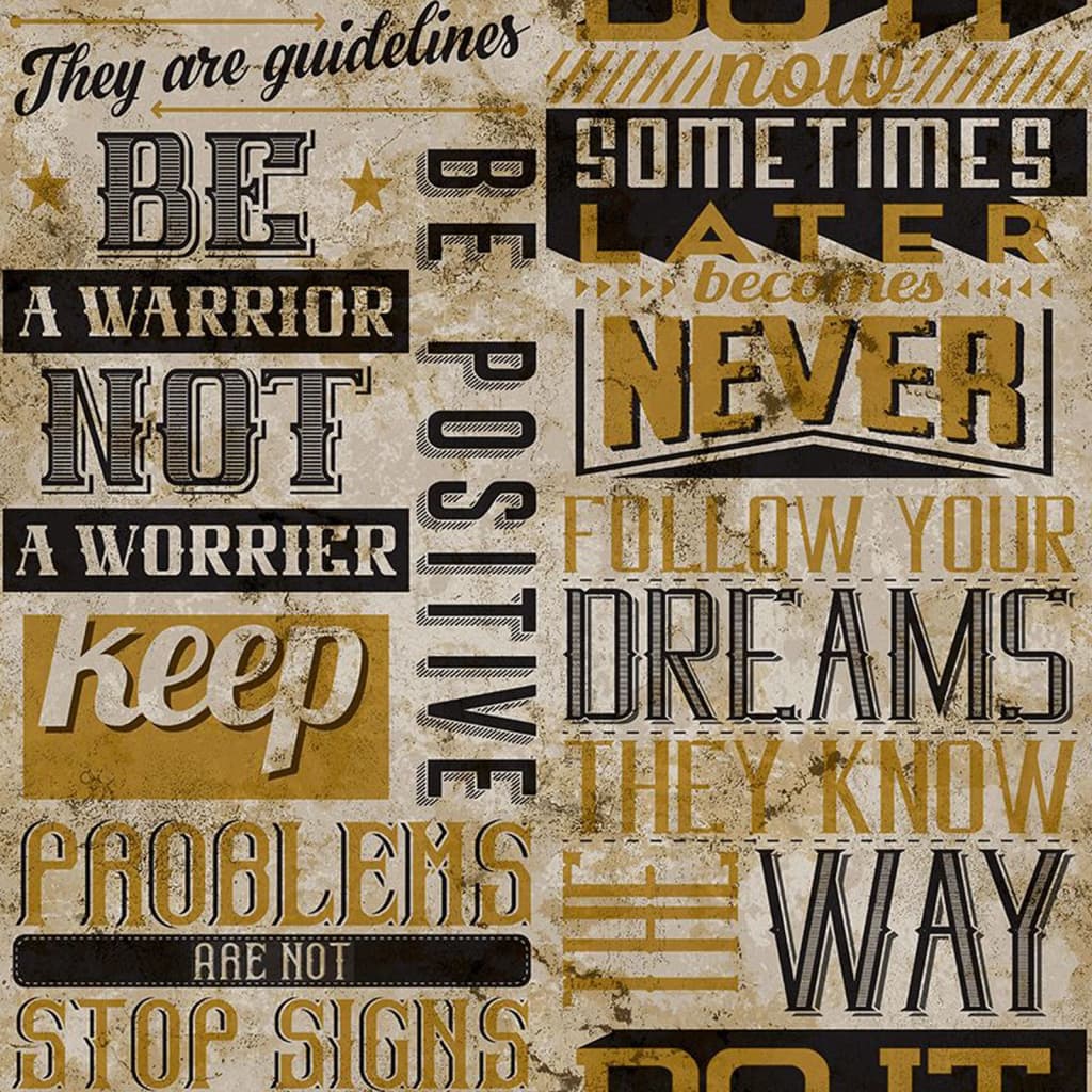 Tapete Friends & Coffee Words and Letters Metallic & Schwarz