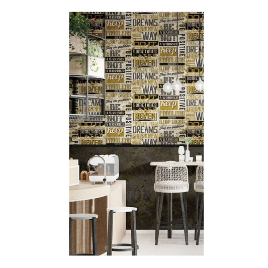 Tapete Friends & Coffee Words and Letters Metallic & Schwarz